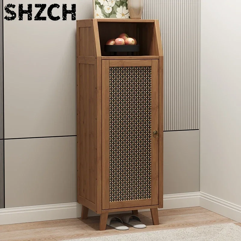Mosoo Bamboo Shoe Cabinet, Multi-Tier Entryway Shoe Rack,Magnetic Dustproof Shoe StorageTall Modern Shoes Organizer with Shelves