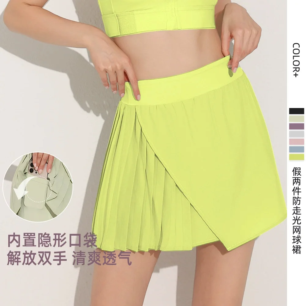 

Tennis Skort with Pocket Green Pink Black Blue Women Badminton Sport Skirt Shorts Running Fitness Gym Workout Clothes 2025