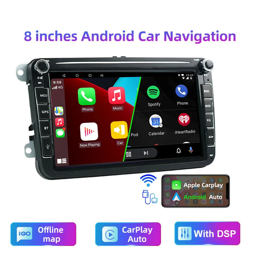 

HD Multimedia IPS 8 inch Car Stereo Radio Android Android GPS Carplay DSP for VW Passat MK5/6 Jetta Golf Polo