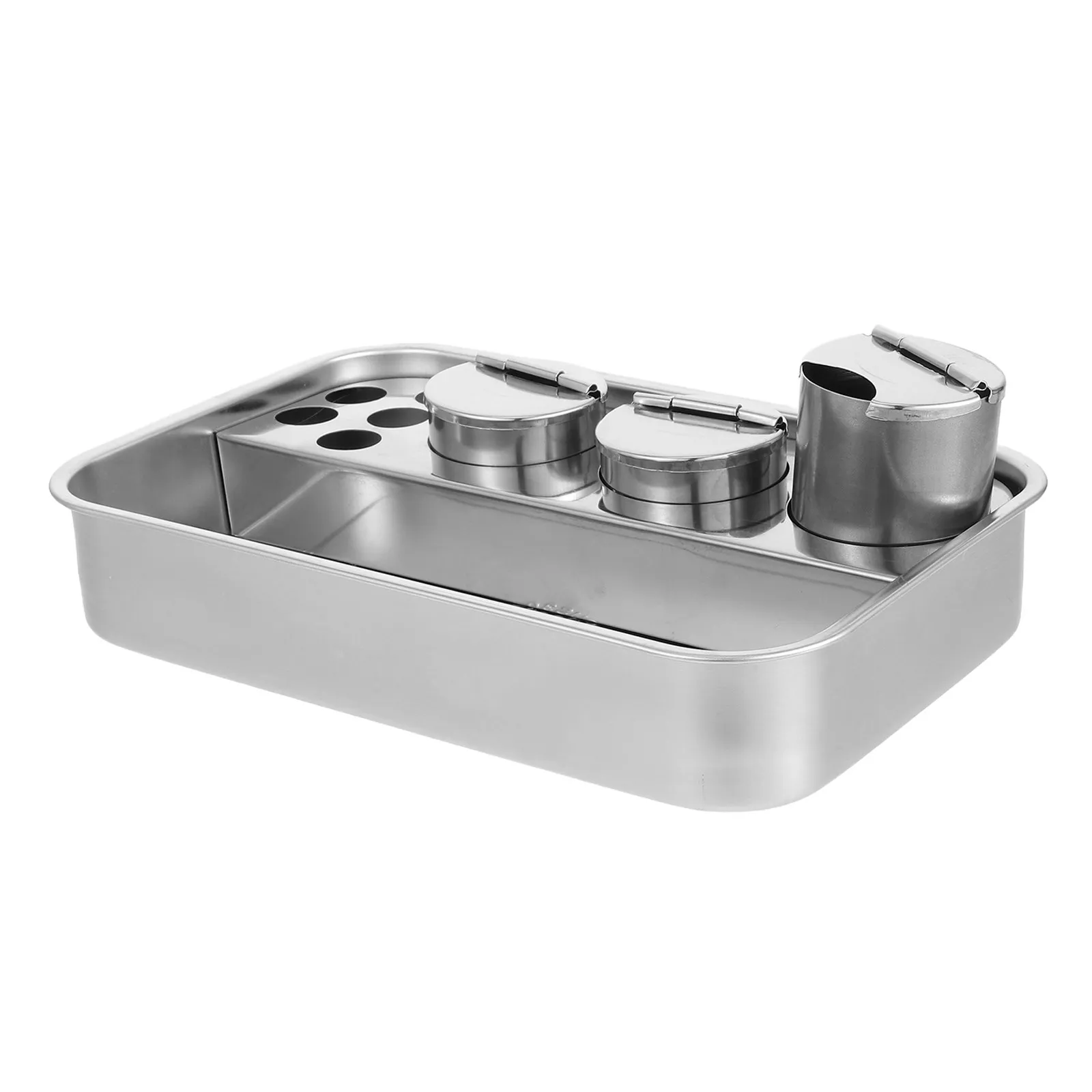Thick Stainless Steel Treatment Tray Rectangular Instrument Tray for Clinic Hospital Multi-Use Disinfection and