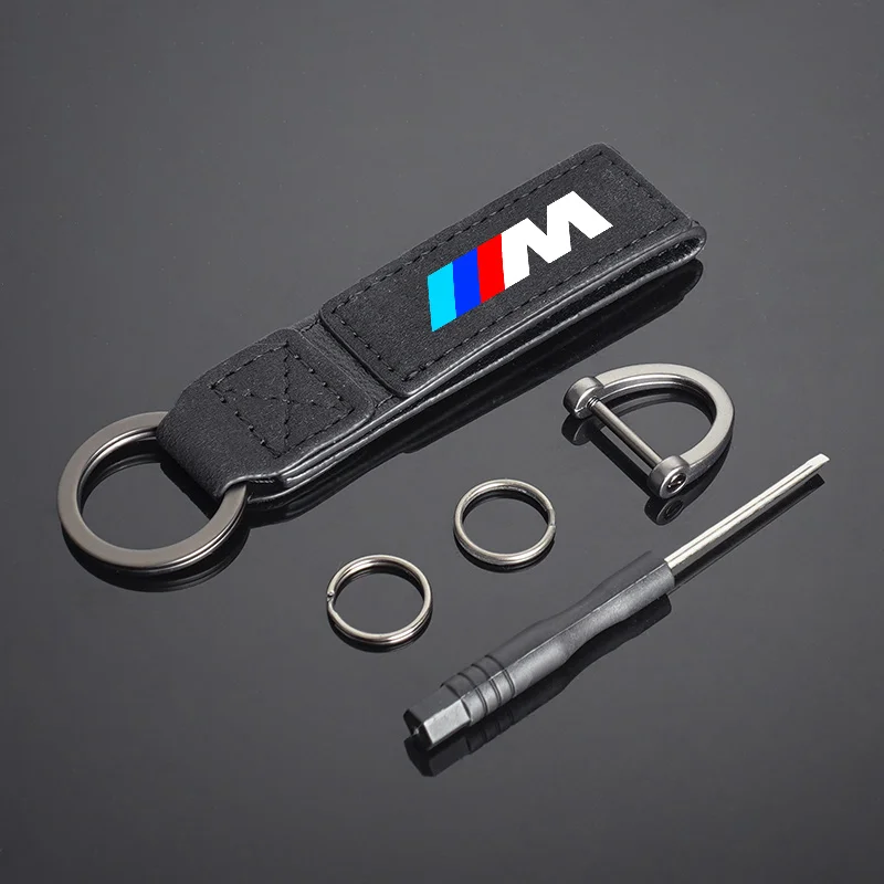 ل BMW M X1 X2 X3 X5 X6 E46 E39 E90 E36E60 E34 E30 F30 G20 شعار السيارة المفاتيح جلد الغزال كيرينغ قلادة هدايا اكسسوارات