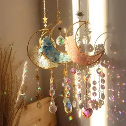 Crystal Sun Catcher Wind Chimes Wall Hanging Decor Prism Wind Bell Moon Catchers Rainbow Maker Bedroom Home Decoration Art Gift