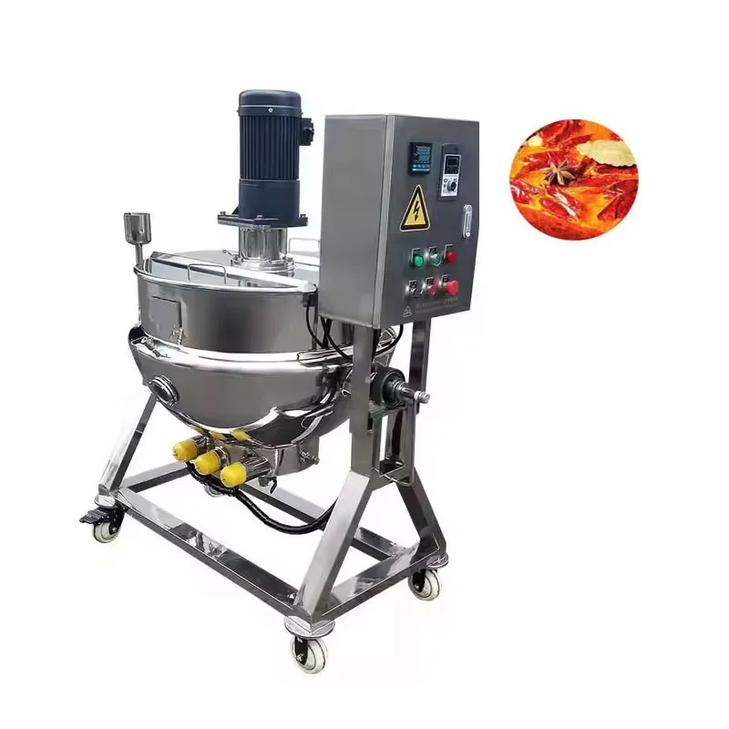 Fully Automatic Jacketed Stir-Fry Pot Sauce Frying Chili Broad Bean Filling Machine for Bakery Flour Mill Use Made of Steel