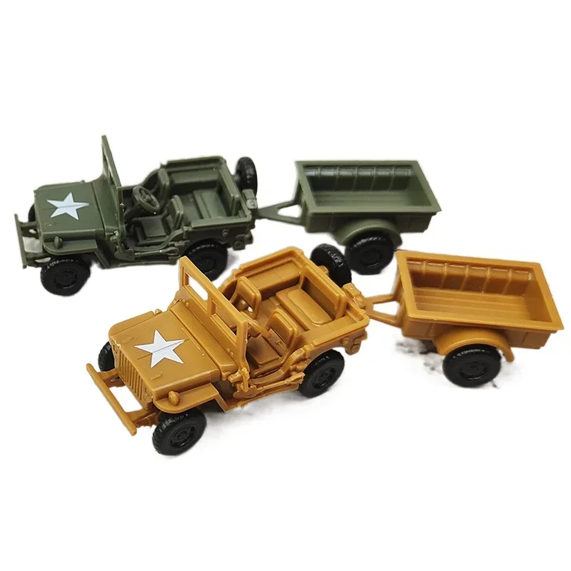 1/72 Mini WW2 Military Cars Puzzle Scale Model 3D Plastic Assemble Building Blocks for Teens Adults Forces off-road Jeep Gift