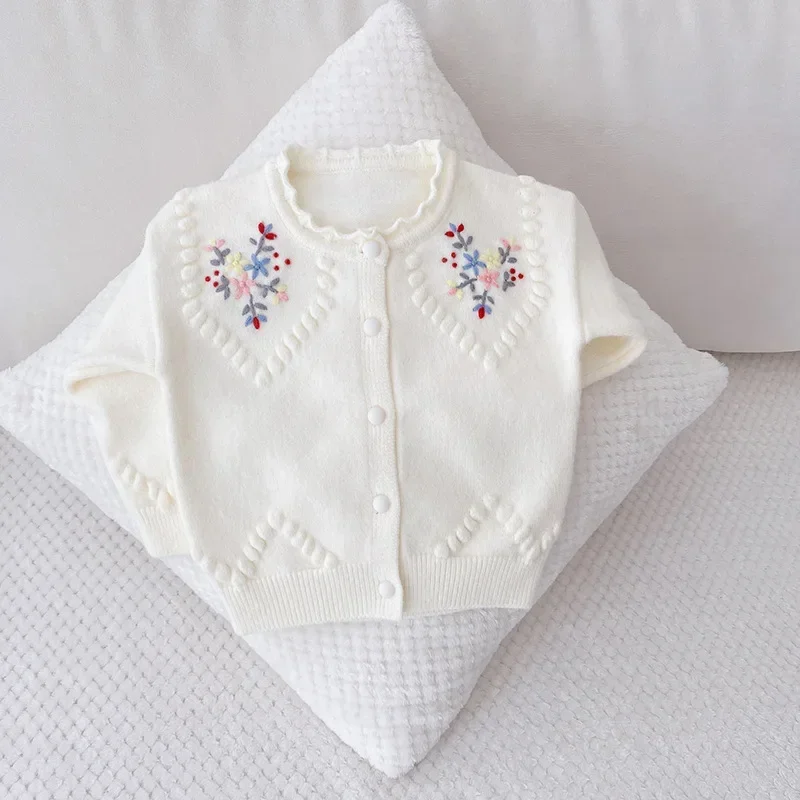 

Baby Girl Clothes Sweater Embroidery Flower Girls Cardigan Autumn Kids Sweater Jacket QZ273