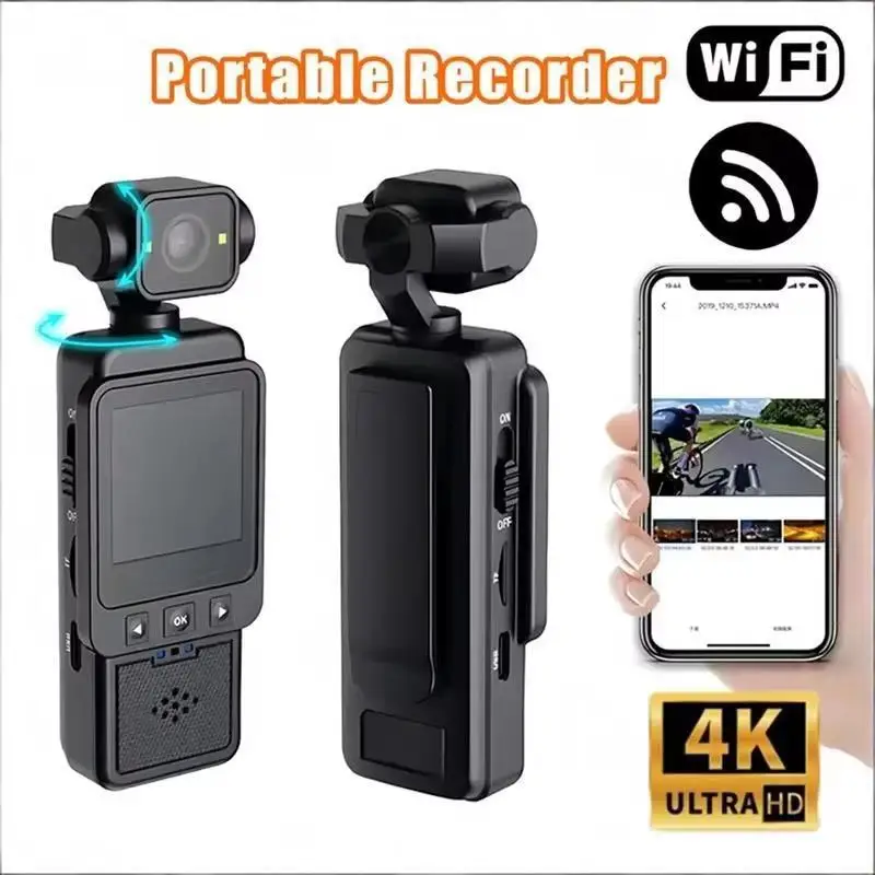 Caméra d'action étanche avec enregistreur Portable 2026, avec écrans tactiles LCD avant et arrière, vidéo Ultra HD 4K 1080P 180 °   rotation de l'écran