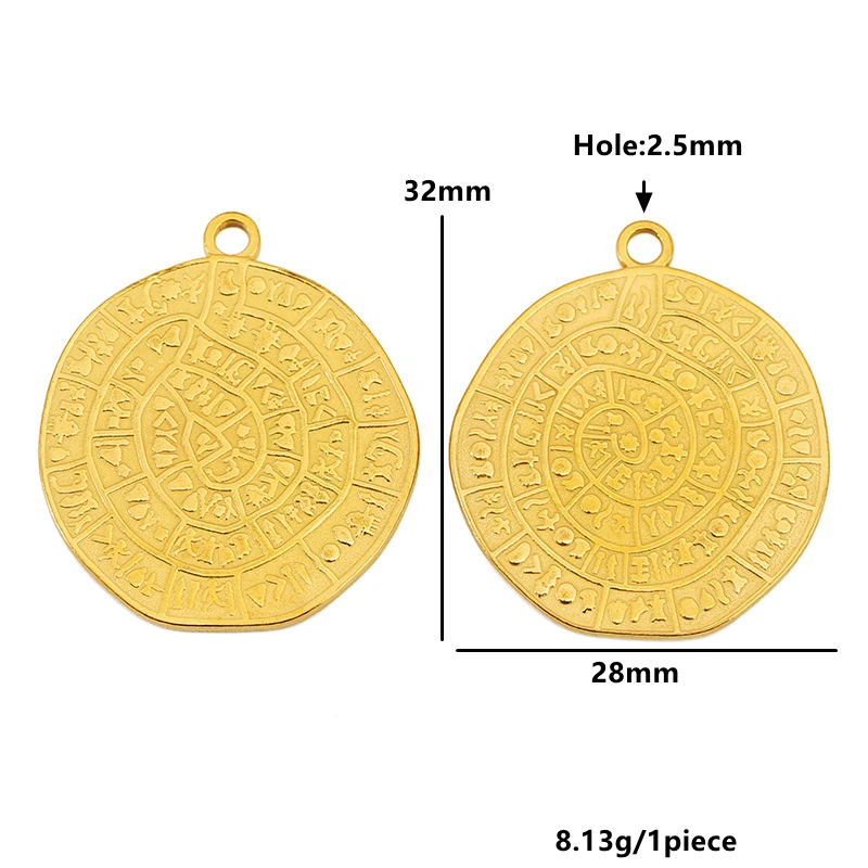 5pcs 20 28mm Stainless Steel Phaistos Disk Charms Viking Rune Compass Pendant DIY Fashion Jewelry Accessories Necklace Supplies view 5