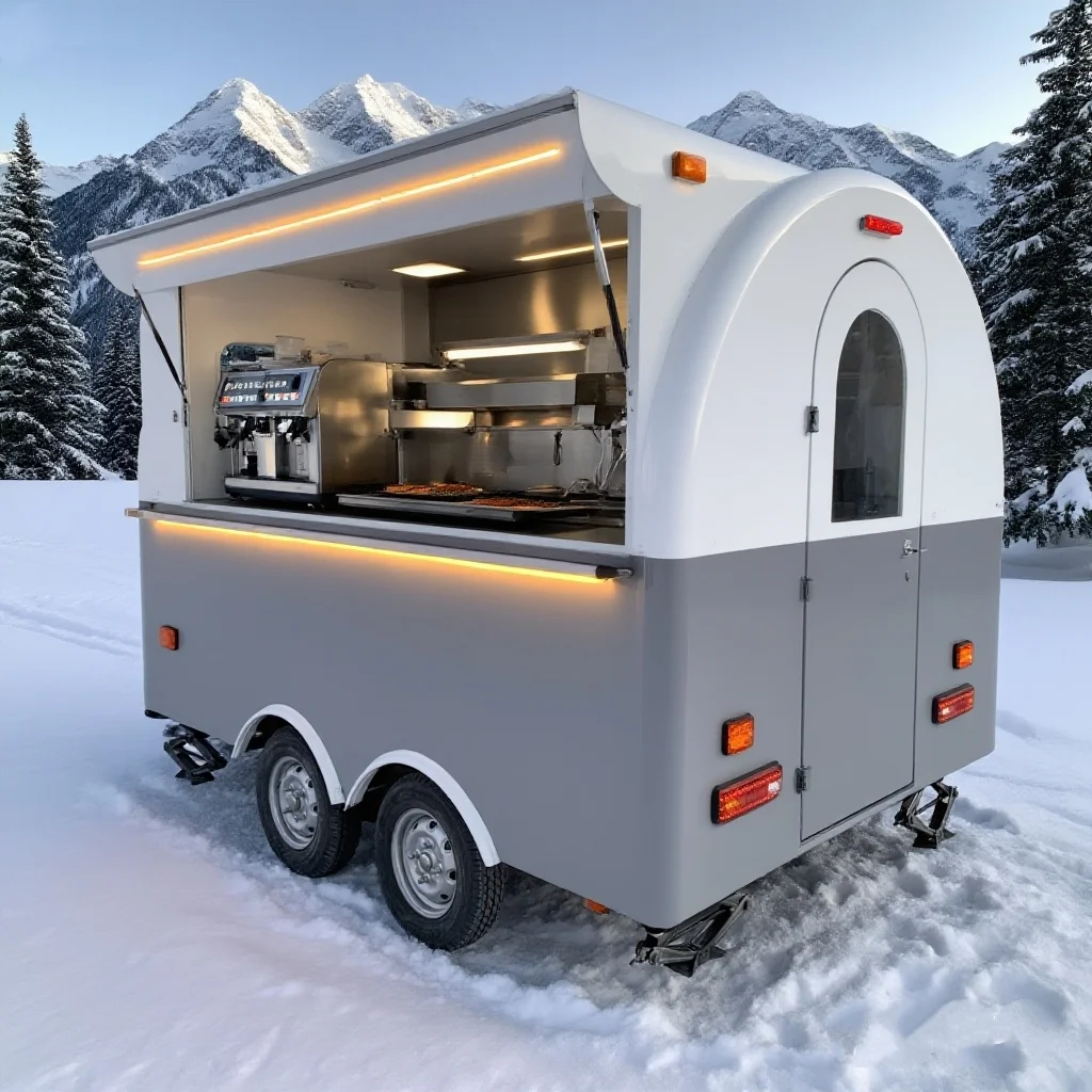 

Mobile Food Truck Trailer Full Kitchen Hot Dog Ice Cream Cart Catering Trailer Street Fast Food Truck US Standard