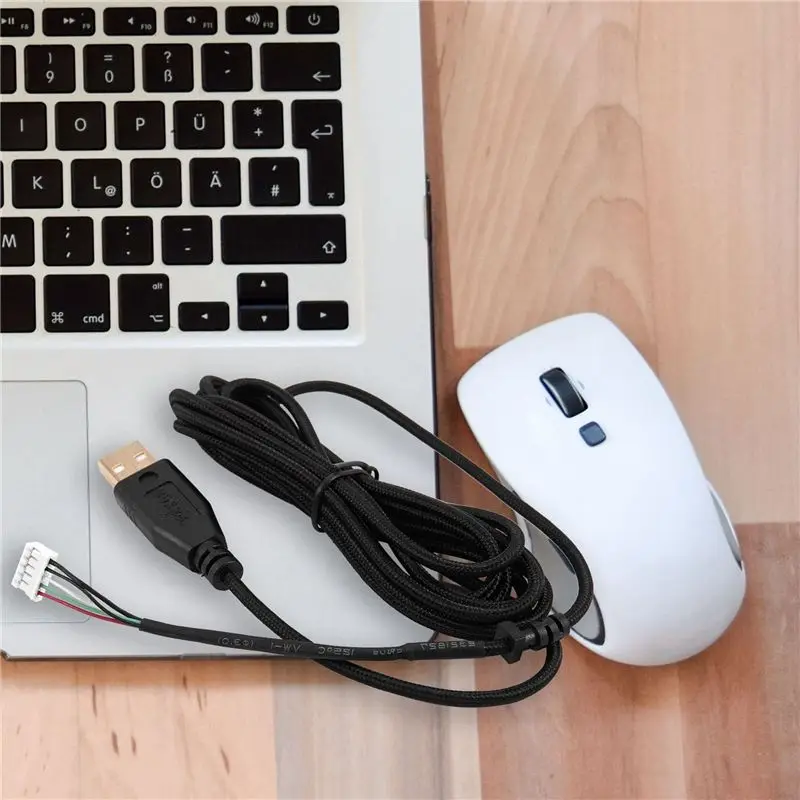 Ingenious-5X USB Cable Mice Line For Razer Deathadder 2013 Approx. 2.1M 5 Wires 5 Pins Black