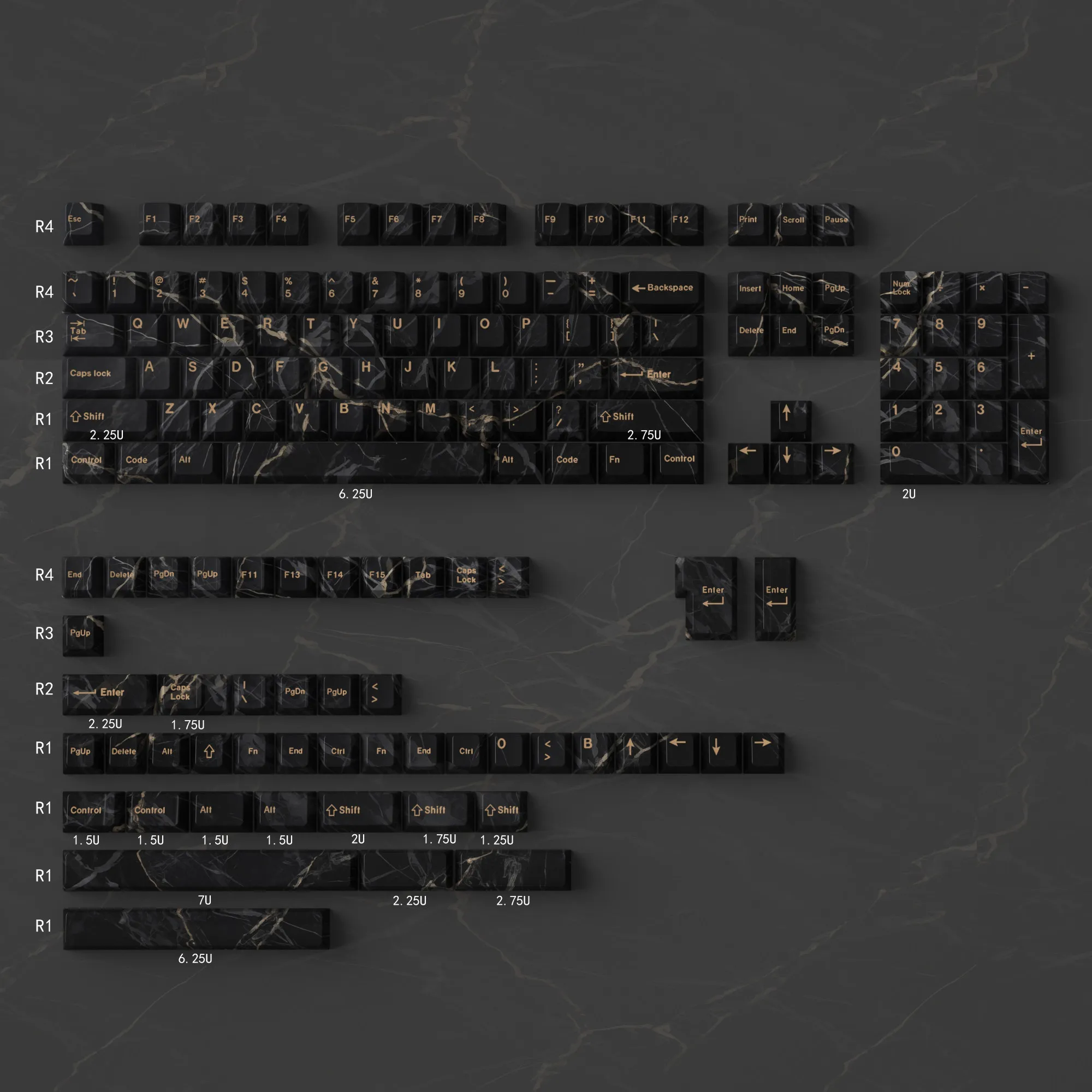 Black mechanical keyboard keycaps full set of PBT five-sided hot sublimation original factory height adaptation 61/87, etc