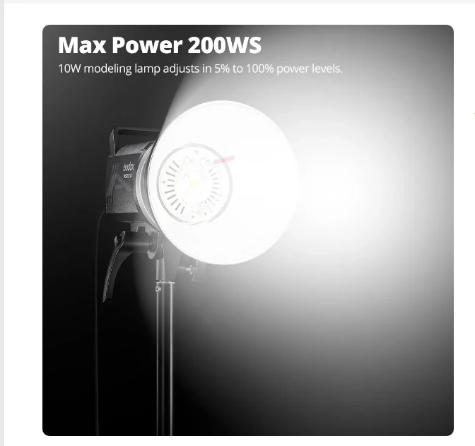 Godox-Flash LED de estudio, receptor inalámbrico de 200W, MS200V, 300W, MS300V, 2,4G, ligero, compacto, montaje Bowens, modelado Lam