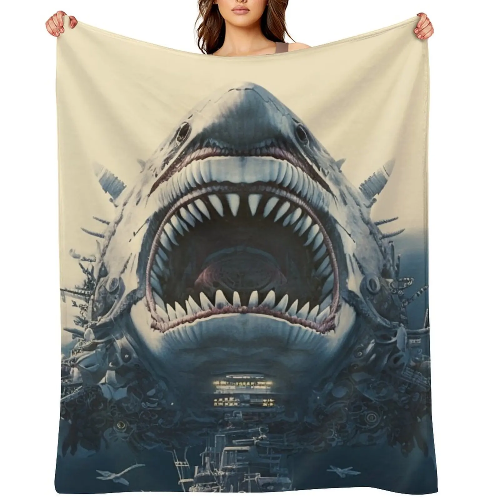 

megalodon Throw Blanket Luxury Brand Summer Beddings Camping Large Blankets