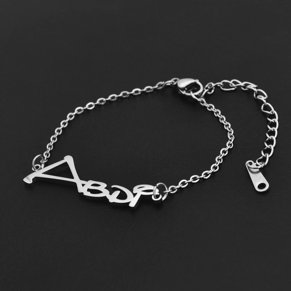 Pulsera de moda con nombre de fuente personalizada, joyería de marca de corte de acero inoxidable para niña, amiga e hija, regalo de vacaciones