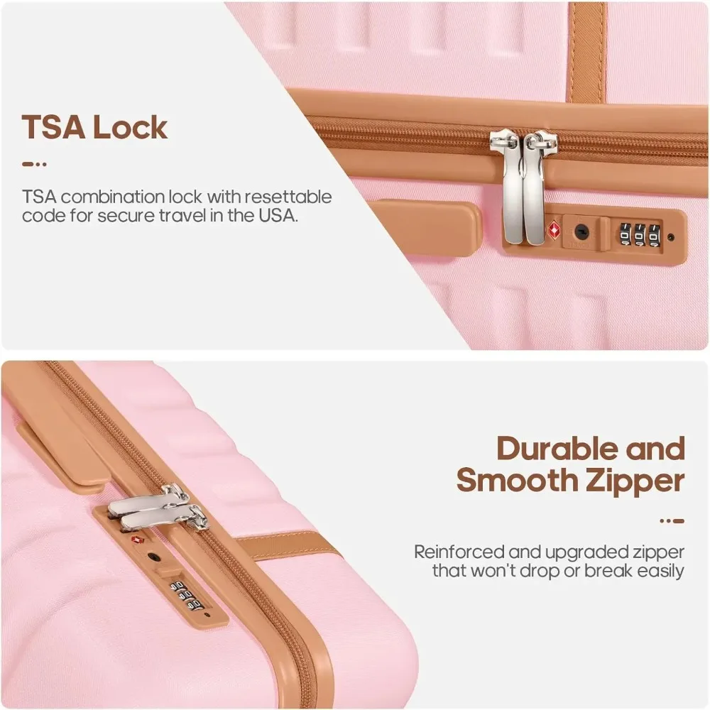 UKEIN Juegos de equipaje de 3 piezas, equipaje de mano de 20 pulgadas con ruedas giratorias, juego de maletas rígidas para PC con cerradura TSA, transporte duradero Su