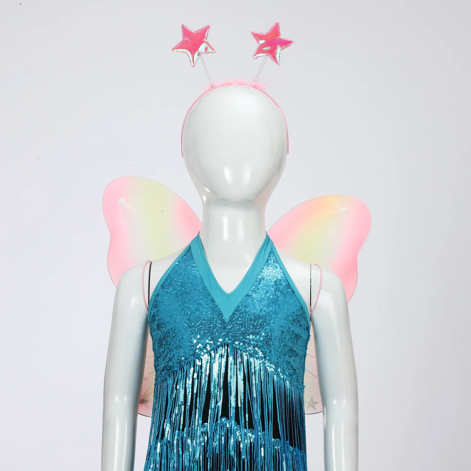 Women Girls Lace Angel Wing & Wand Exquisite Butterfly Flower Embroidered Wings Costume Accessory for Birthday Party Photoshoots