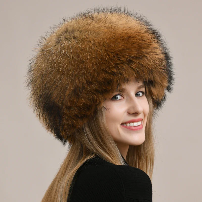 New Fashion Winter Warm Real Fox Fur Hat Women's Premium Fox Hair Hat Casual Hand Embroidery Fur Hat for Casual Outdoor Daily