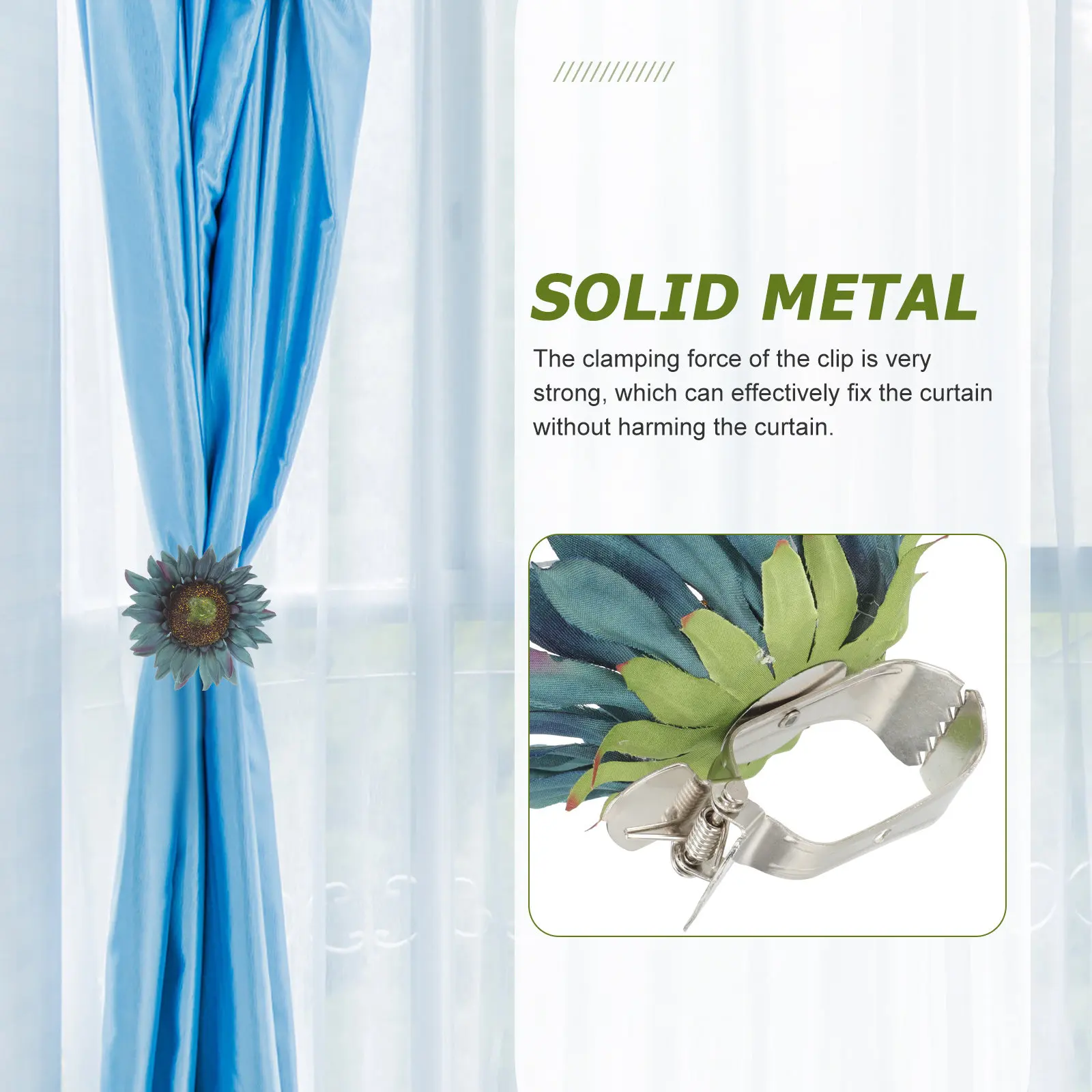 2Pcs Sunflower Shape Curtain Tiebacks Clips Premium Strong Clamp for Sheer Gauze Curtains Living Room Bedroom Decor
