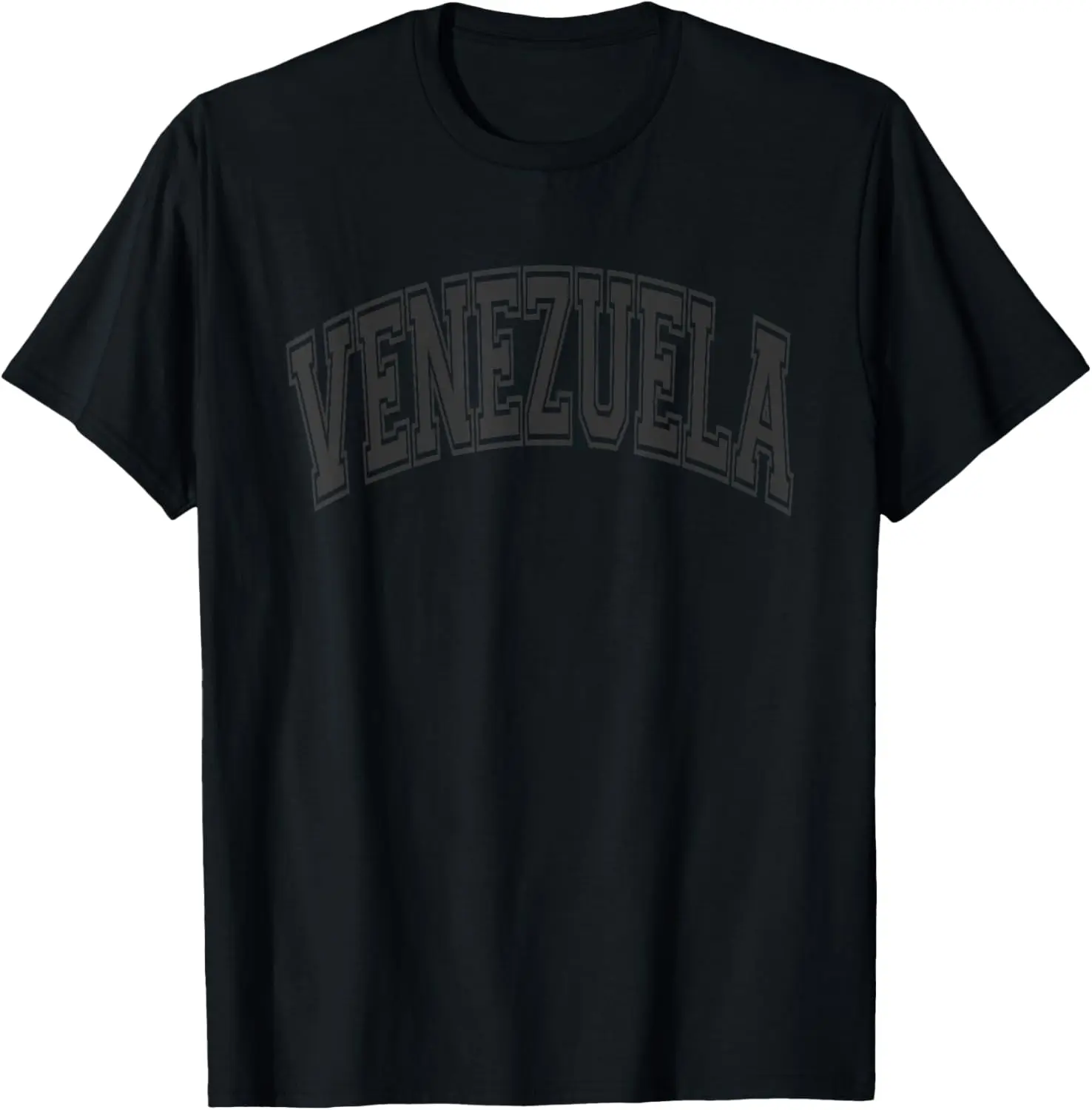 Venezuela Arched Style Text Black with Black Print T-Shirt