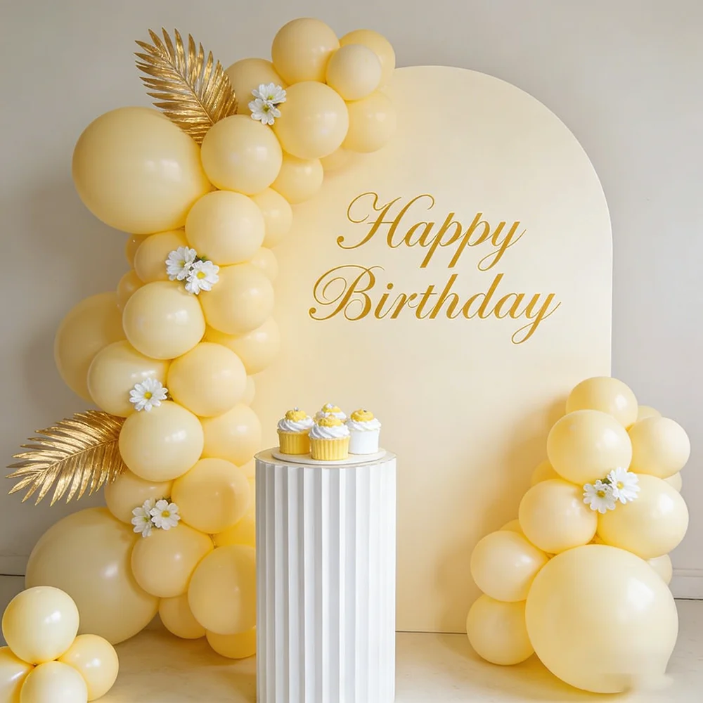 

﻿ Pastel Yellow Balloon Arch Birthday Party Pink White Latex Ballon Decor Wedding Baby Shower Bridal Shower Decoration Globos