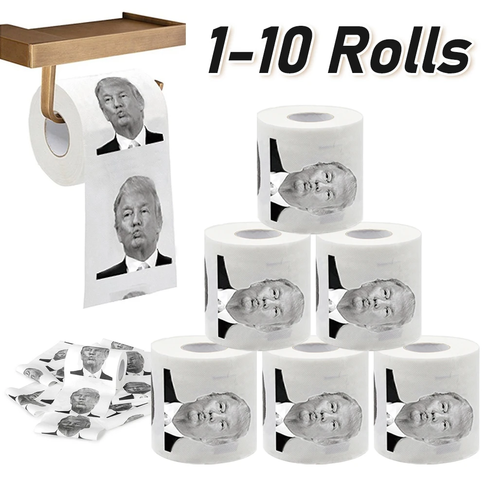 Novelty Donald Trump Kiss Printed Toilet Paper Roll Prank Joke Napkin Humour Printed Toilet Paper Roll Tissue Rolling Paper Gift