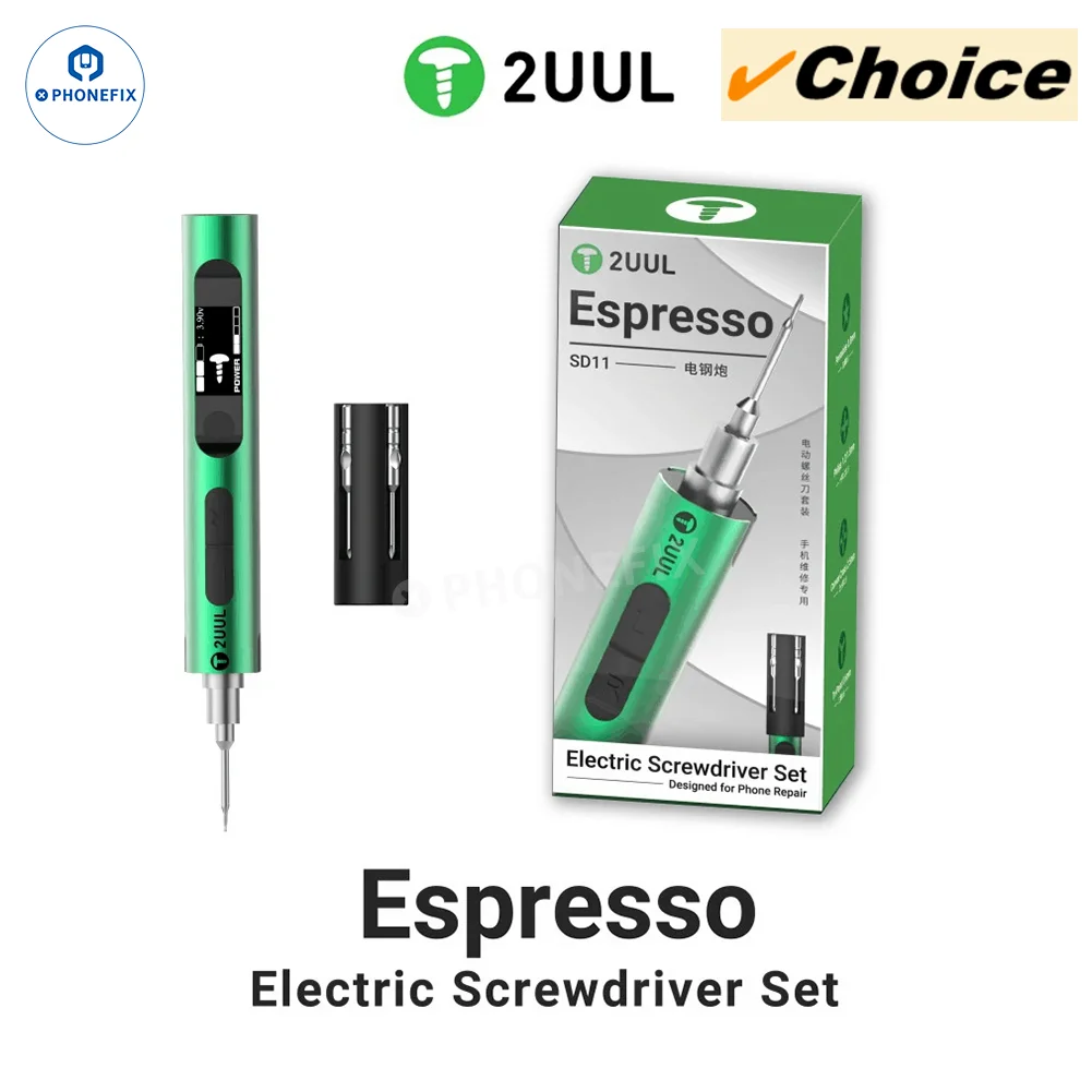 2UUL SD11 Espresso Electric Screwdriver Type-C Charging 5 Speed S2 Bits Adjustable Torque Screwdriver for Mobile Phone Teardown