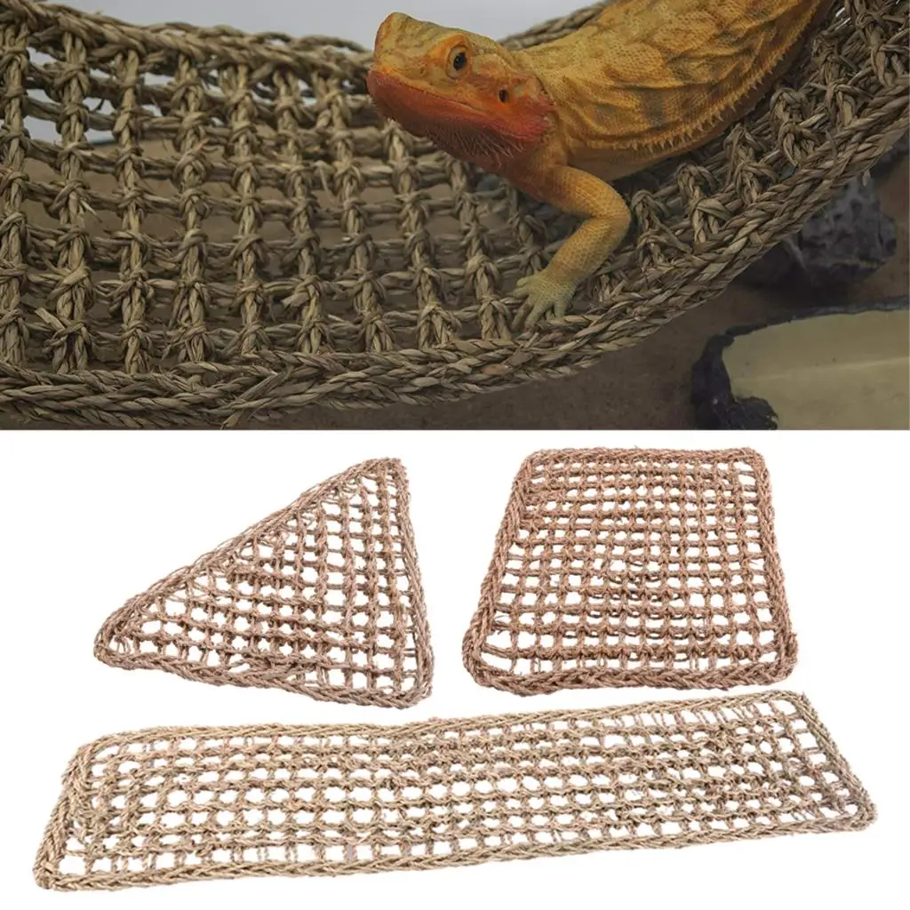 3Pcs Reptile Lizard Lounger Bearded Dragon Seaweed Hammock Swing Hanging Net For Anole Gecko Iguana Hermit Crab