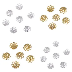 10mm 100pcs Golden/Silvery Metal Hollow Flower Bead Caps DIY For Beads Jewelry Making