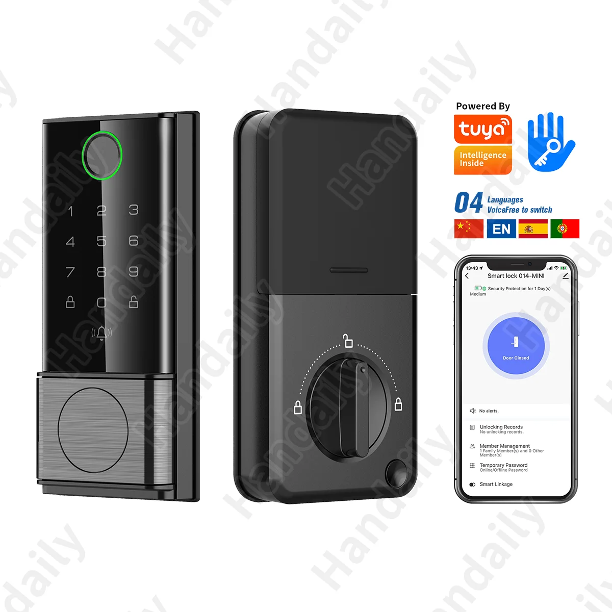 

Умный замок с засовом Tuya, отпечаток пальца, RFID-карта без ключа, разблокировка Cerraduras Inteligentes, деревянный дверной замок