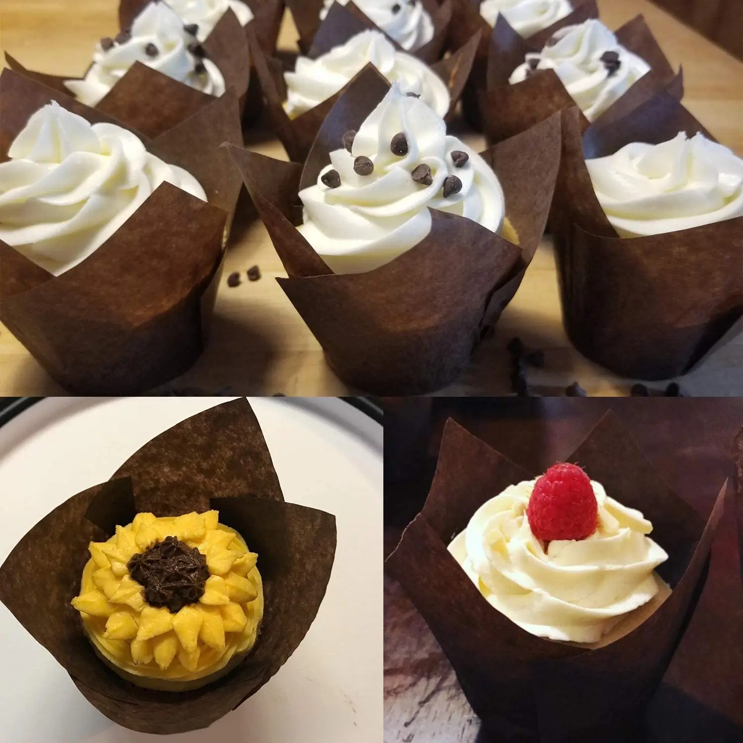 Get Creative with 200Pcs Tulip Cupcake Liners - Brown Baking Cups Perfect for All Occasions