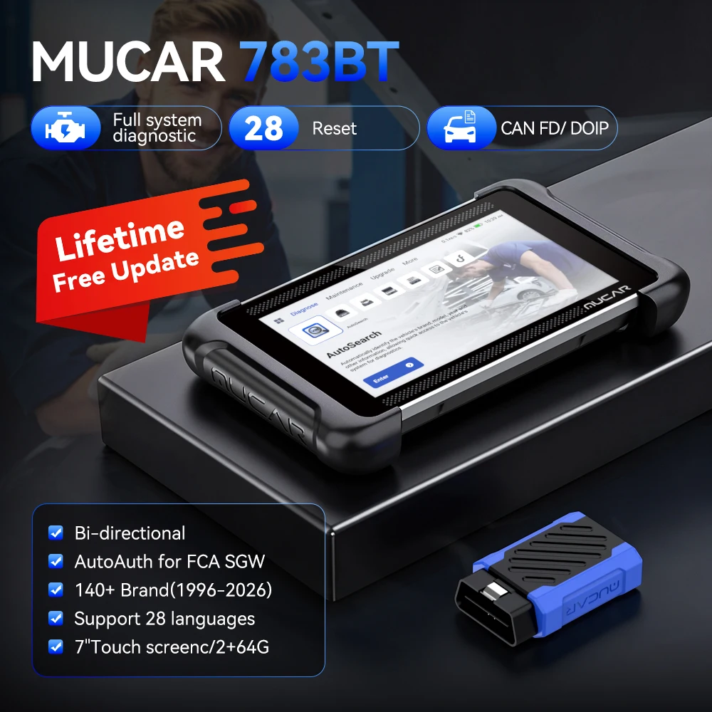 MUCAR 783BT Diagnostic Tools BI-Directional Control OBD2 Scanner 28 Reset Lifetime Free Update CANFD DOIP Mucar Scan Tool 2026