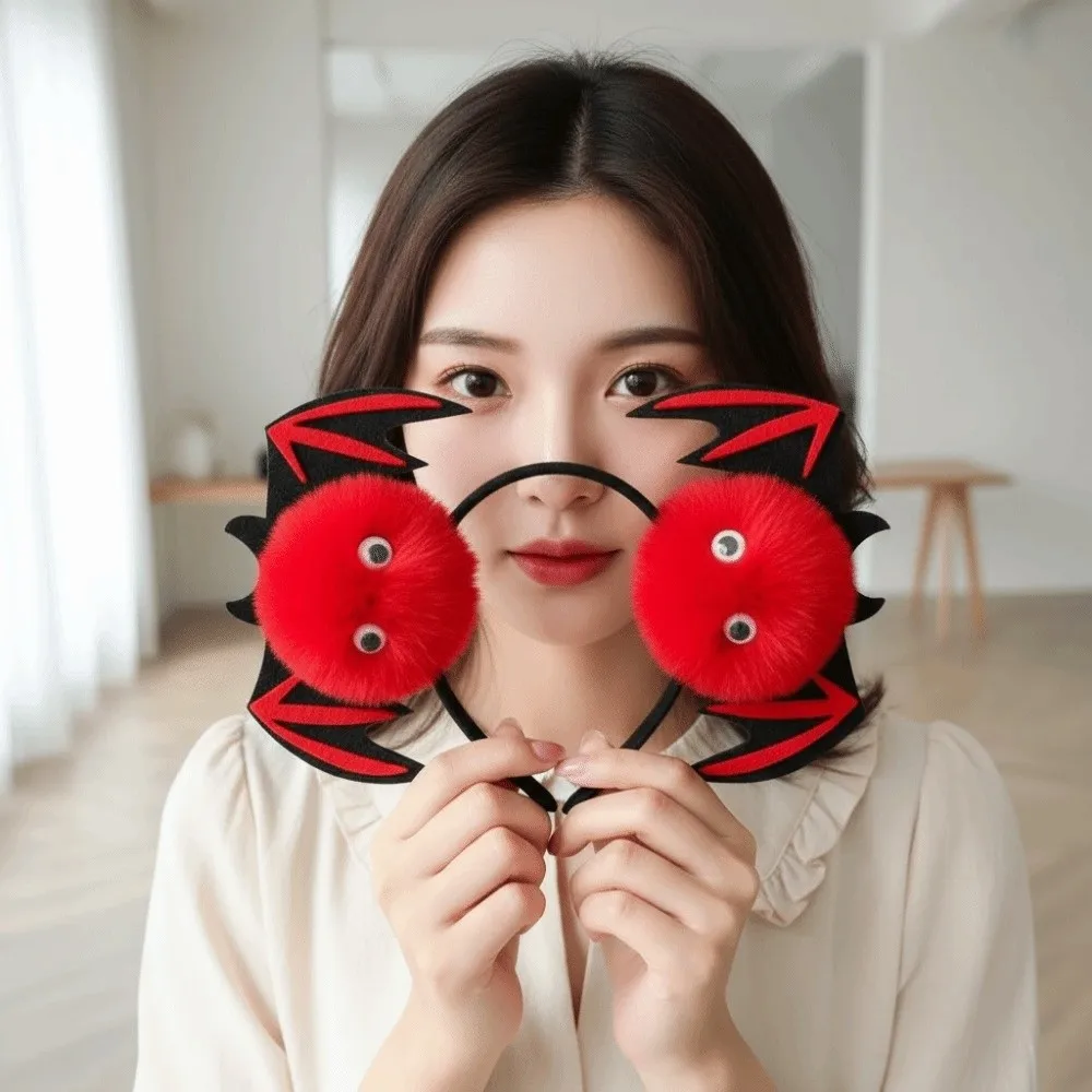 Festive Hairpieces Fluffy Halloween Headband Elastic Cute Bat Hairbands Creative Novelty Pumpkin Hair Hoop Cosplay