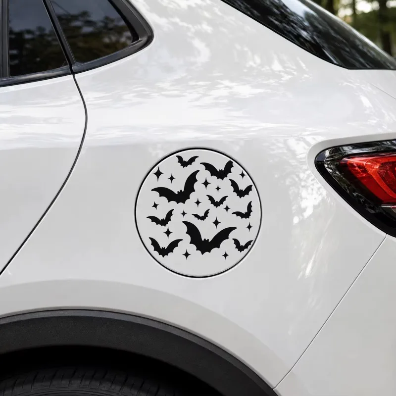 Halloween Bat Star Fuel Tank Sticker Waterproof UV Resistant Vinyl Decal Gothic Car Gas Cap EV Charging Port Decoration