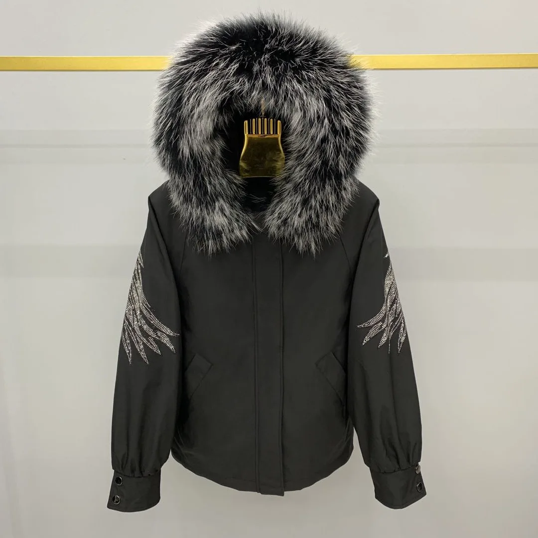 Women's 2024 New Long Sleeve Chic Fur Jackets Feminine Removable Rex Rabbit Liner Fur Integrated Women's Clothes Fashion Parkas