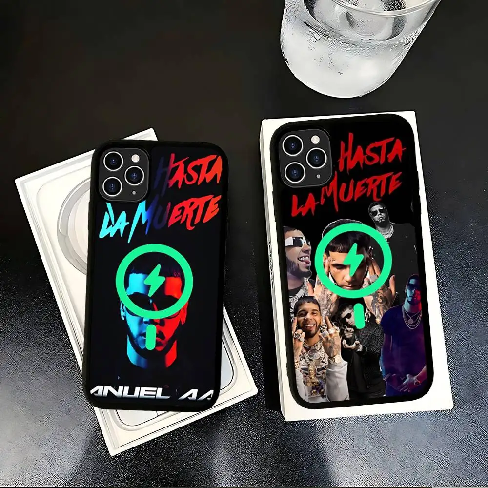 Coque magnétique A-Anuel AA pour iPhone 17 16 14 13 12 15 Pro Max Plus, compatible charge sans fil, représentant la musique Latin Trap