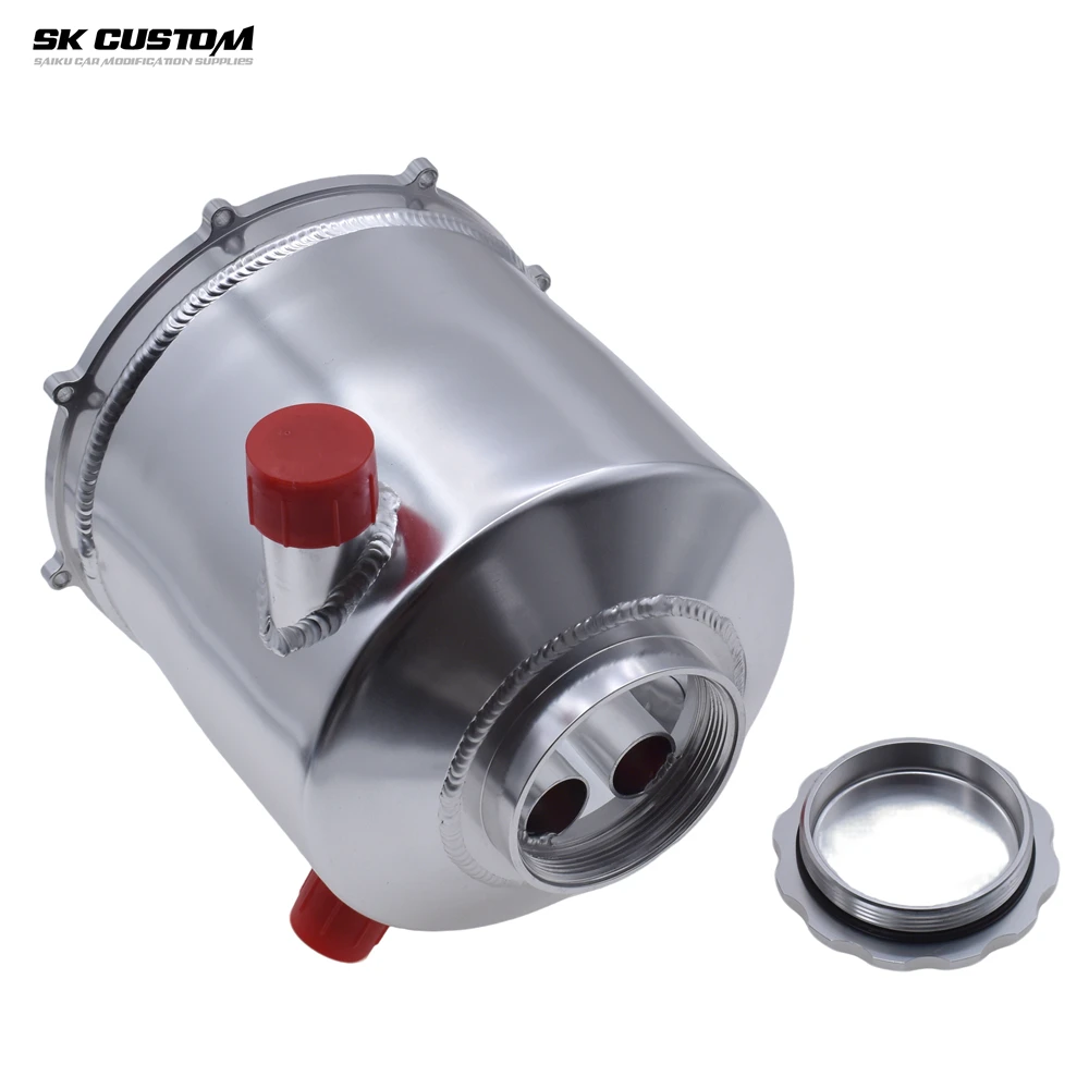 SK CUSTOM Automotive Modification Al Alloy Silver Dry Sump Tanks Oil Storage Tank 5L Capacity Remove Bubbles Vent Exhaust Gases