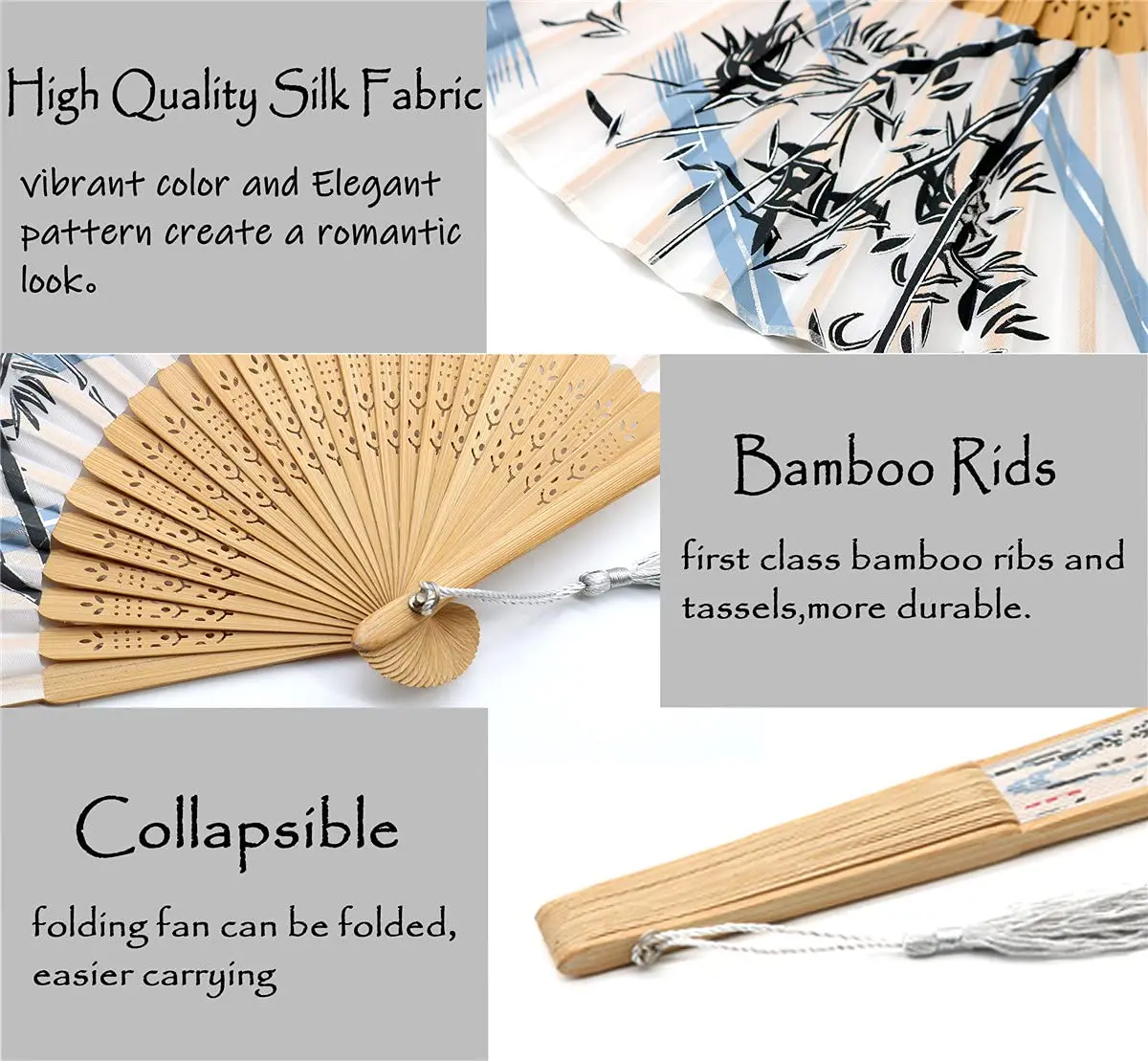 Women s Small Folding Hand Fan Chinese Style 2 Piece Retro Bamboo Silk Fan Suitable For Dance Music Festivals Weddings Parties D