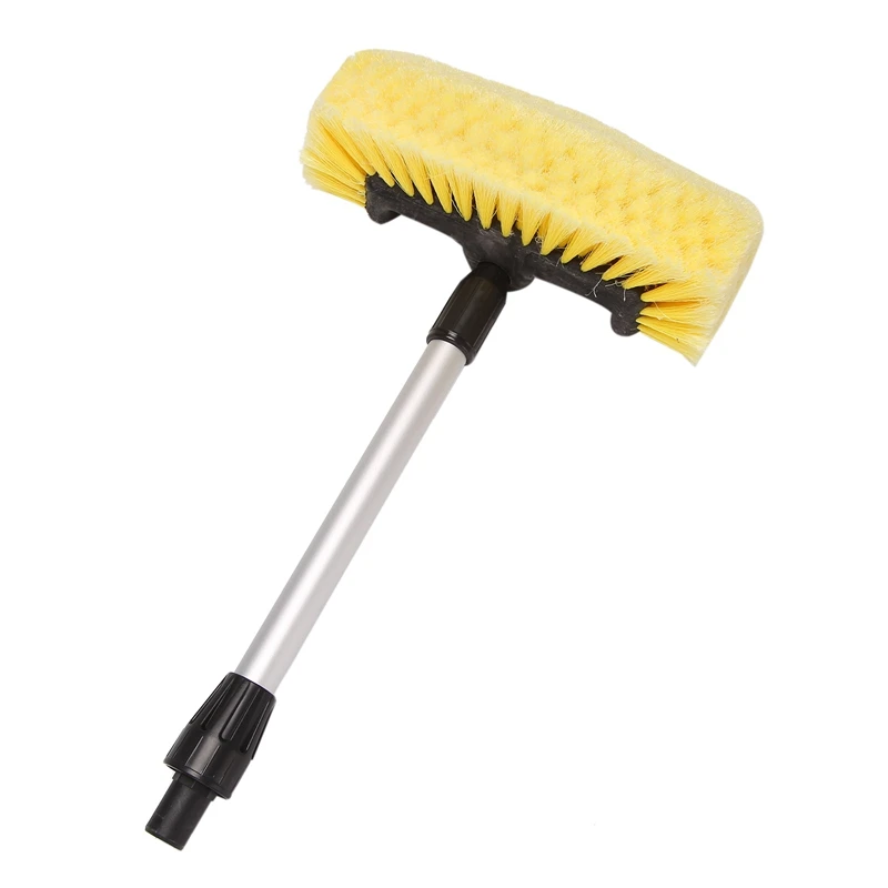 Car Wash Brush With 11Inch Lock Type No Loose No Rotate Soft Bristle Brush And 68 Inch Dismountable Pole With On/Off