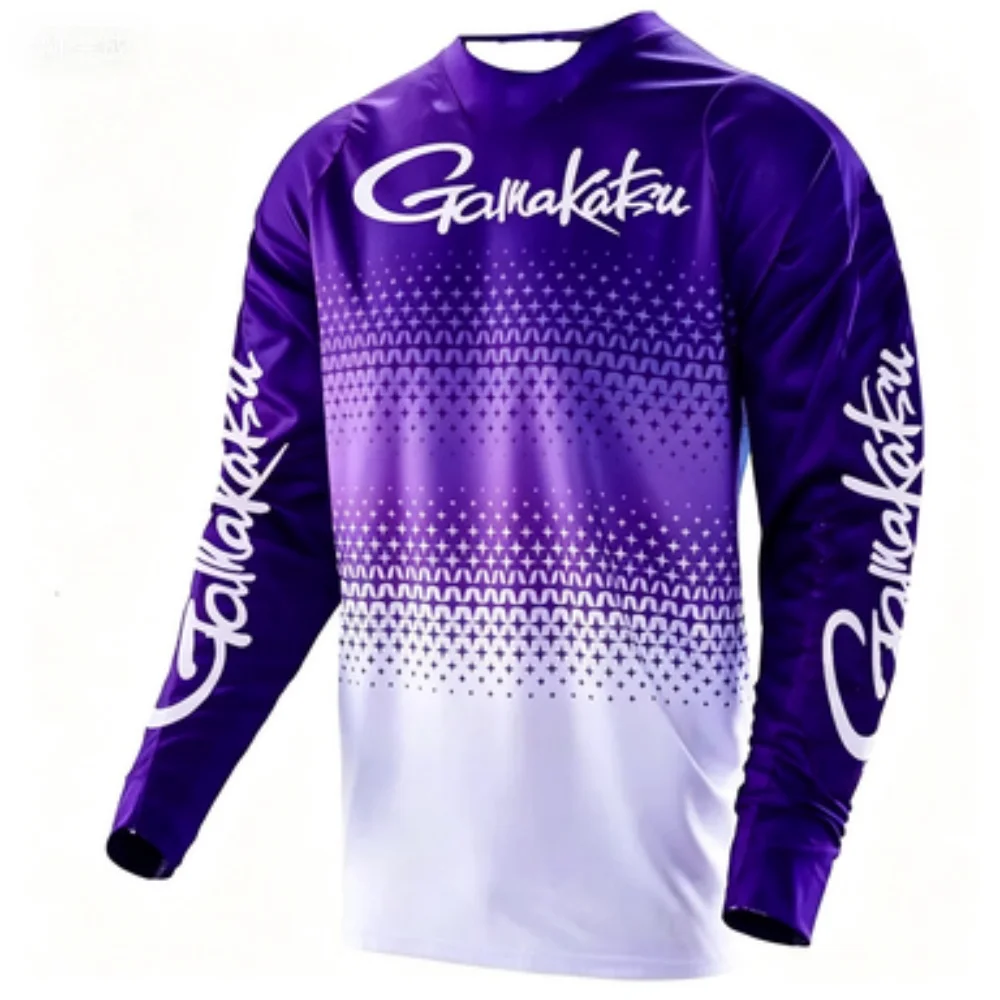 Gradient Pattern Long-Sleeve Top Outdoor Casual Sports Breathable Comfortable Men's Fishing Shirt Trendy Print