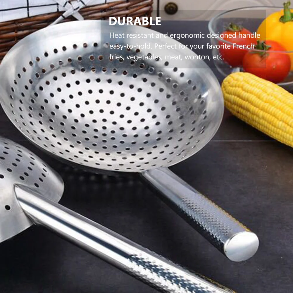 

1Pcs Thick Stainless Steel Frying Oil Strainer Colander Spoon Long Handle Kitchen Tool for Hot Pot French Fries Oil Filter
