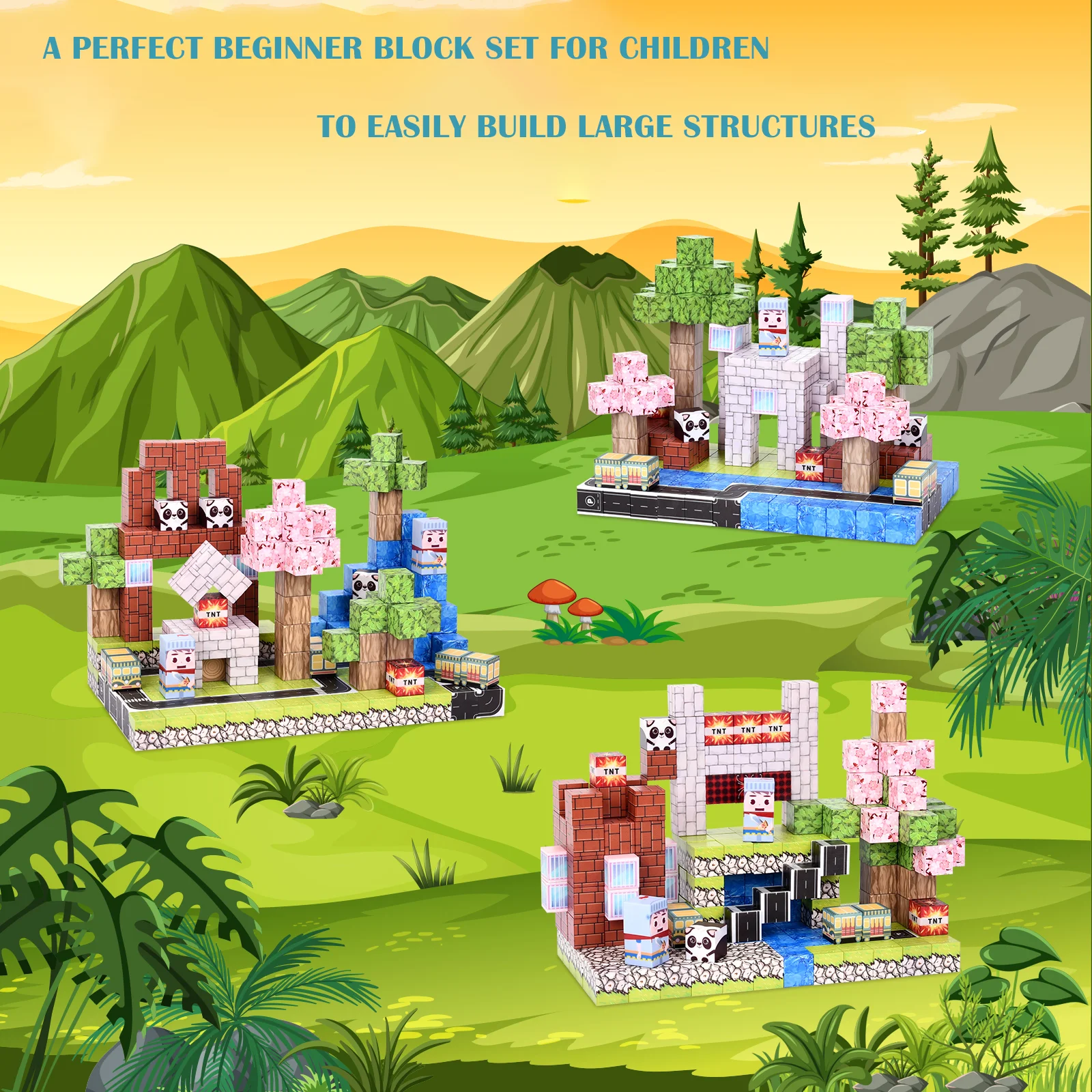 Bloques de construcción magnéticos personalizados de 100 piezas 205. Colores vibrantes, edificio gratuito, mejora las habilidades STEM y juegan. Regalo festivo perfecto.