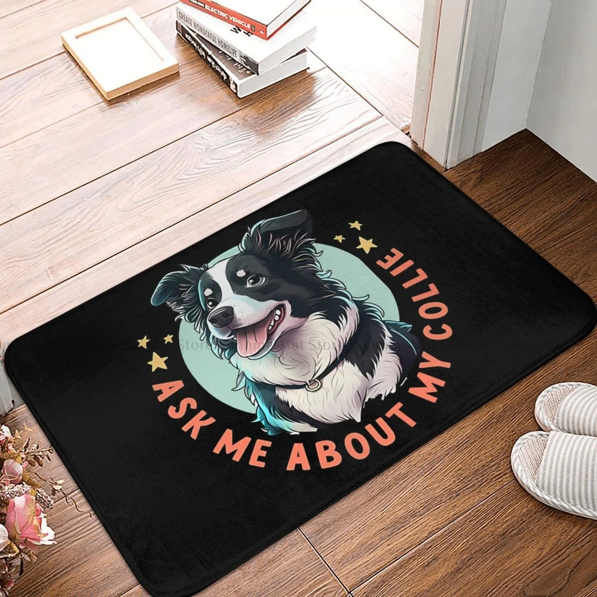 Border Collie Pet Dog Kitchen Non-Slip Carpet Features Living Room Mat Entrance Door Doormat Home Decor Rug