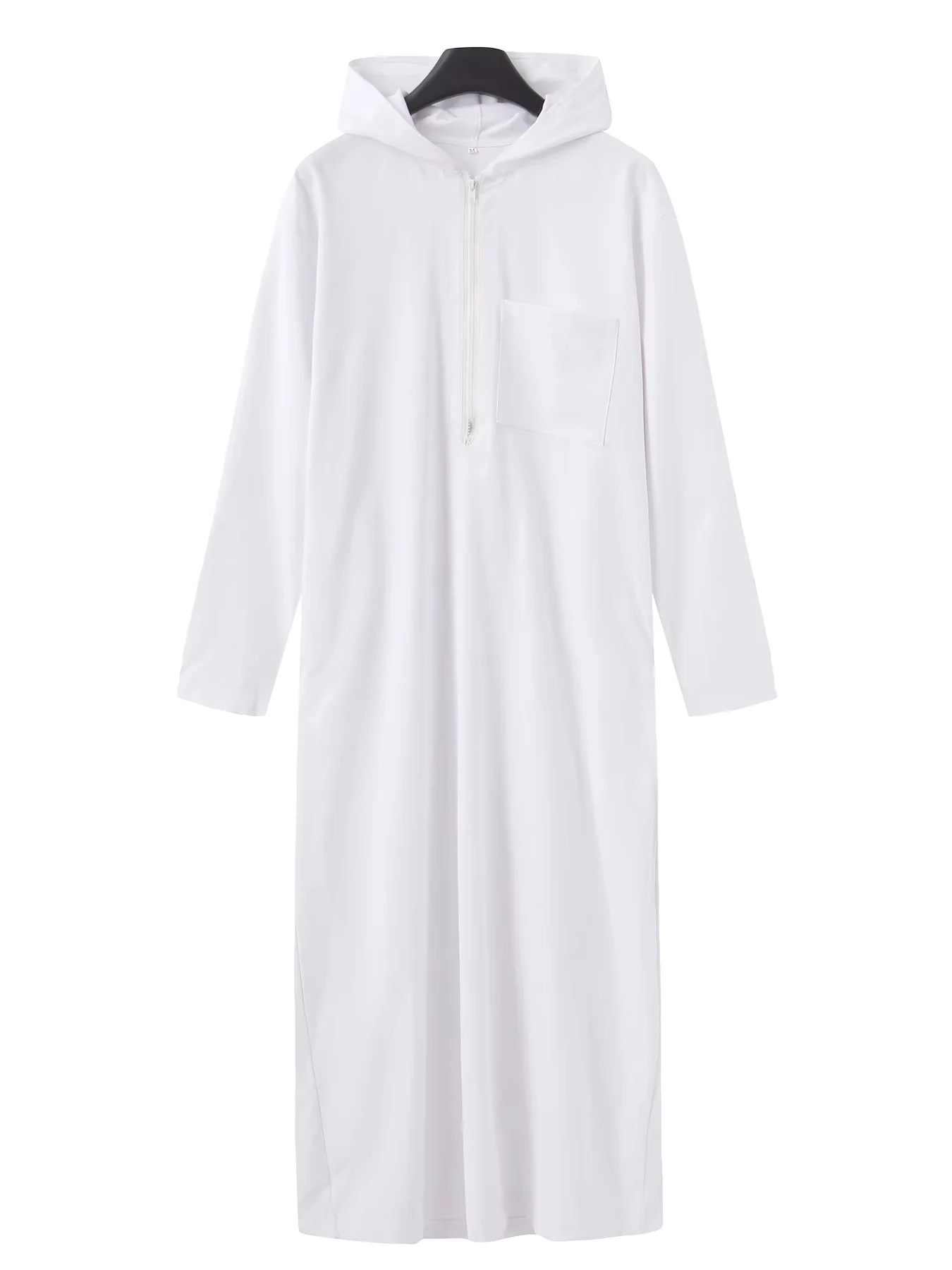 High end Middle Eastern style men\'s robe elegant retro solid color robe, casual loose long sleeved Muslim Eid al Fitr men\'s robe