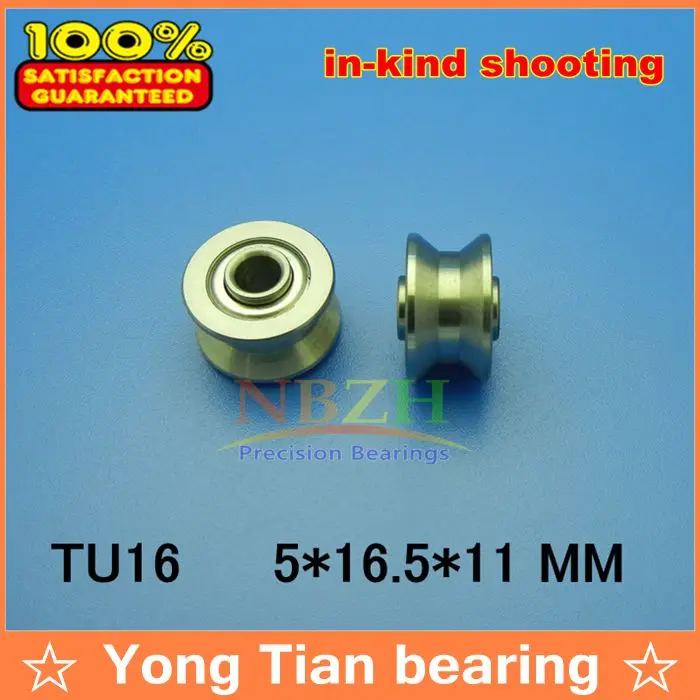 high quality TU16 ABEC-5 6mm V / U groove pulley bearings 5*16.5*9*11 mm Ugroove roller wheel ball bearing T-U-16 T-16