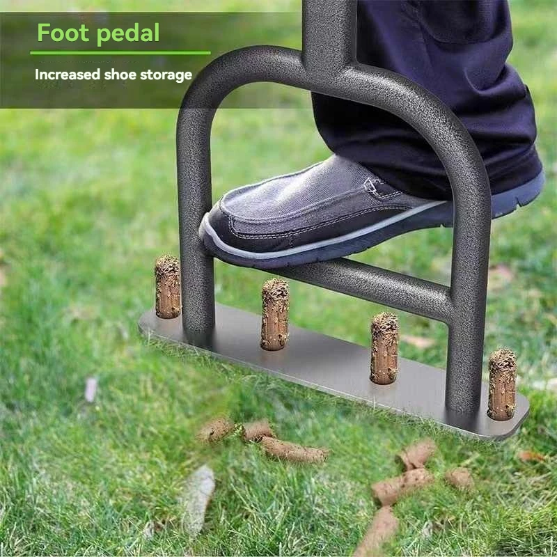 Manual Soil Loosening Tool, Heavy-duty Lawn Nail Ventilator with Core Storage for Grass Root Ventilation