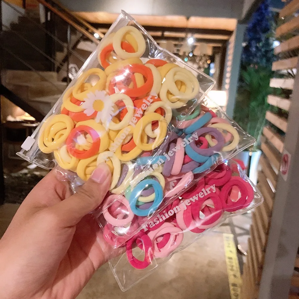 50 قطعة/المجموعة أزياء لون الحلوى الشعر حبل مطاطا Scrunchie الأربطة المطاطية ذيل حصان حامل الفتيات النساء