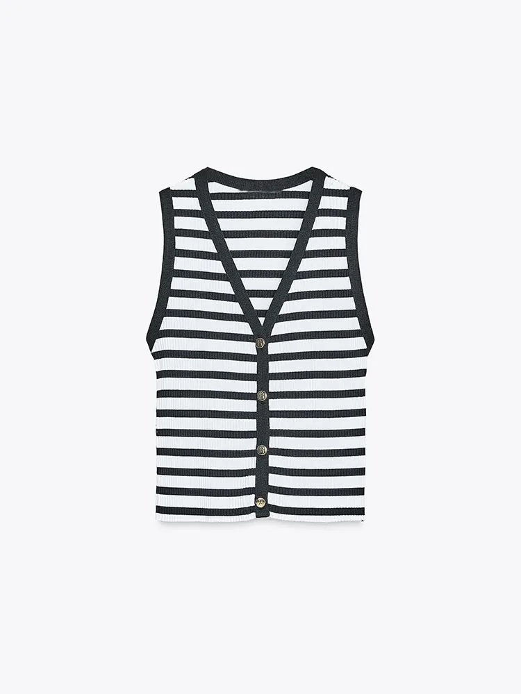 High-end V-Ne Button-Up Svel Colete Novo Inverno Listrado Feminino Faion Top Quali Material Ele Sle