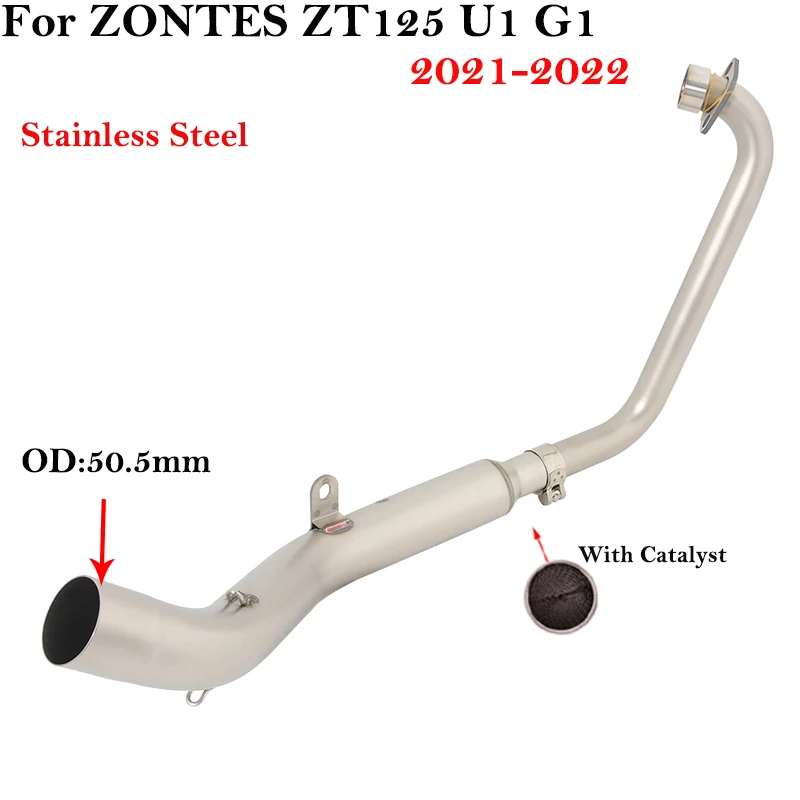 Slip On For zontes ZT125 U1 G1 2021 2022 Motorcycle Exhaust Escape System Modified Front Middle Link Pipe 51mm Muffler Stainless