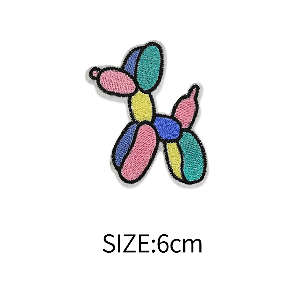 Colorful Balloon Dog Embroidery Patches Iron on Patches for Clothing Jeans Jackets 6cm Funny Little Puppy Decoration for Cloth