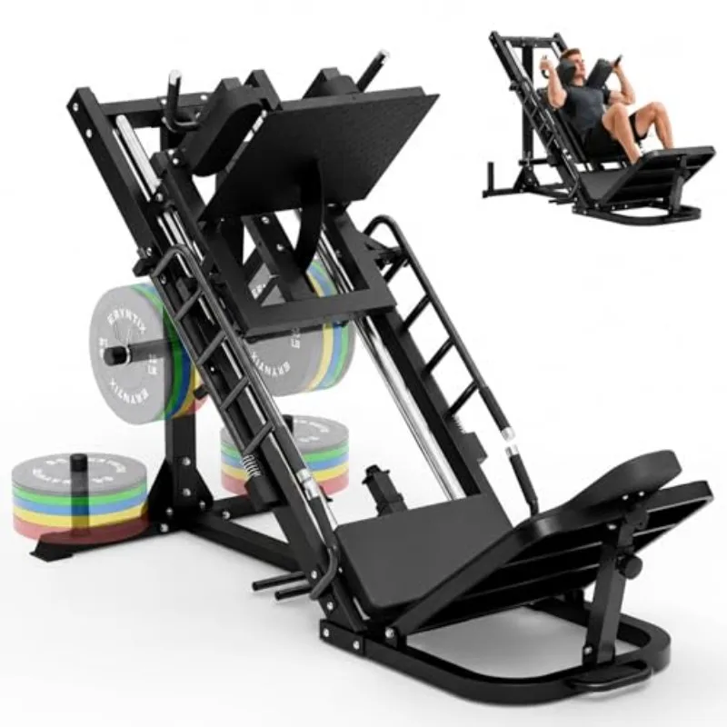 Leg Press Hack Squat Machine Combo, 45° Leg Exercise Machine ,Lower Body Special with Weight Storage for Quads