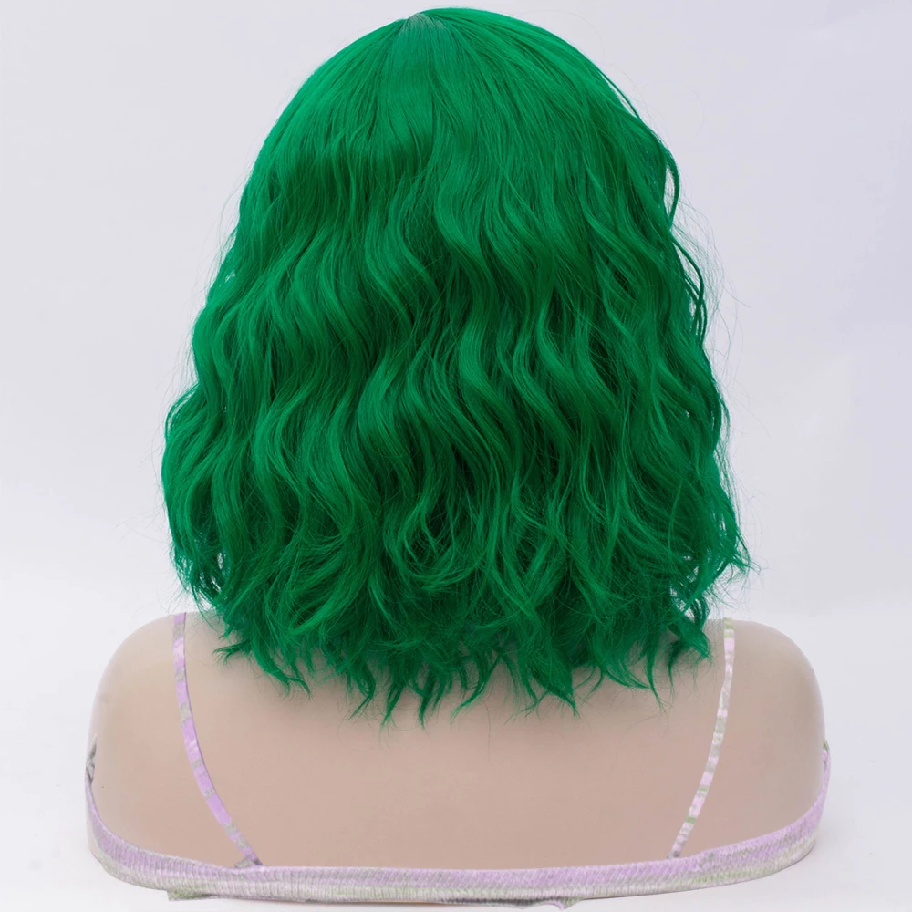 MSIWIGS Woman Green Wigs Short Curly Heat Resistant Synthetic Pink Blue Red Hair For Black White Women Cosplay Lolita Bob Wigs image 4